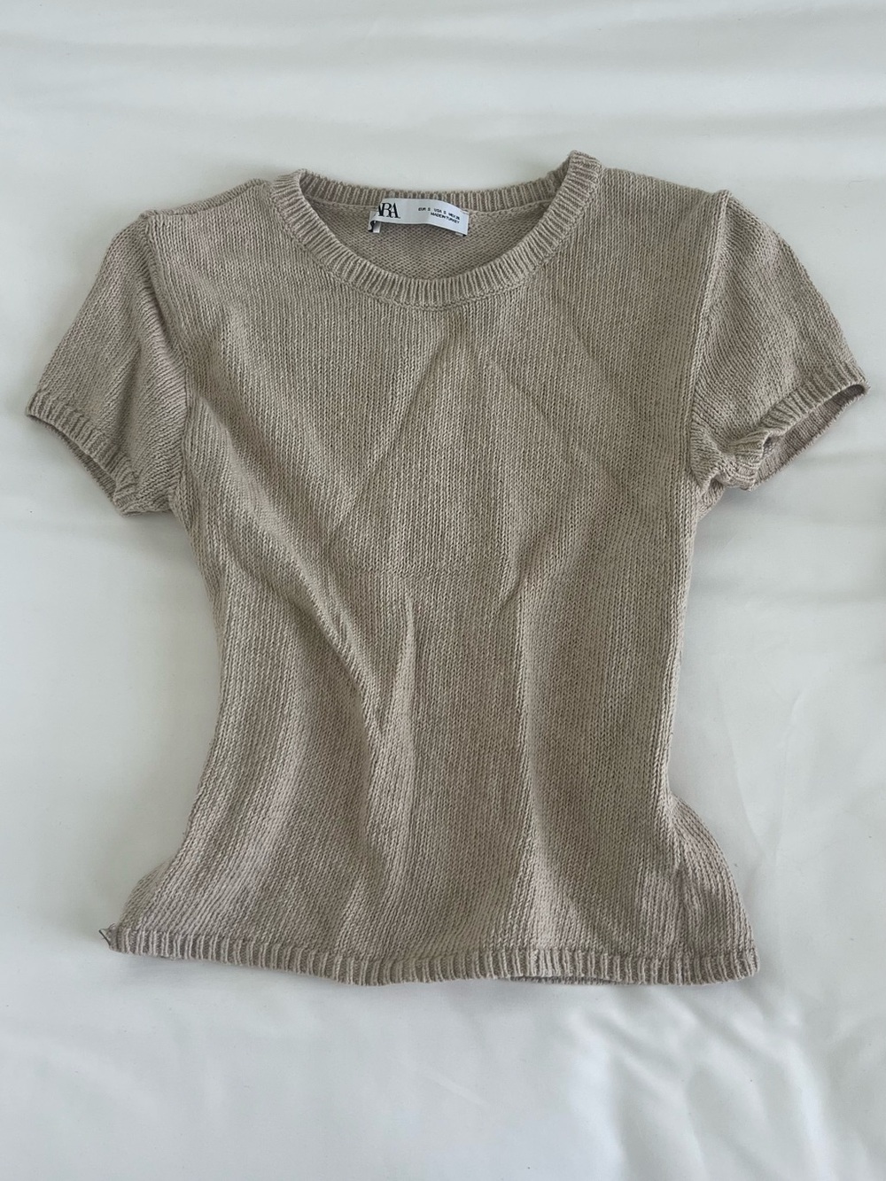 Zara Short Sleeve Knit Tee in Taupe